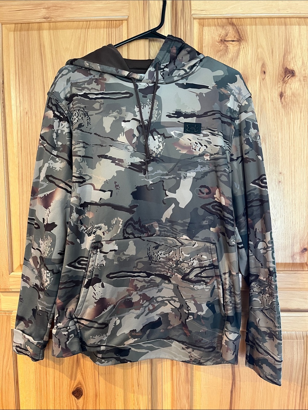 Men's UNDER ARMOUR Camo Hooded Pullover Hoodie - Green/Brown, size L